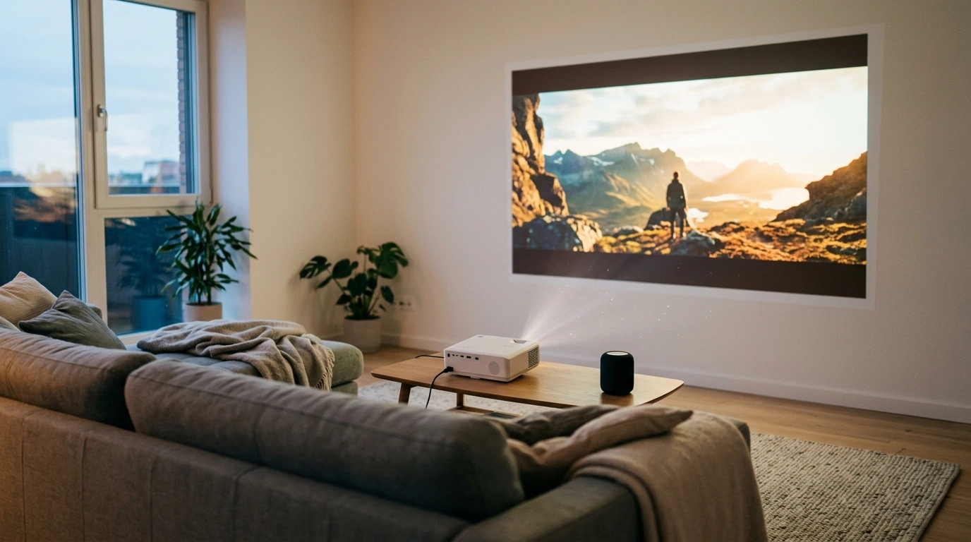 Auto-Focus 1080p Projector: 5GHz WiFi, Bluetooth, 150″