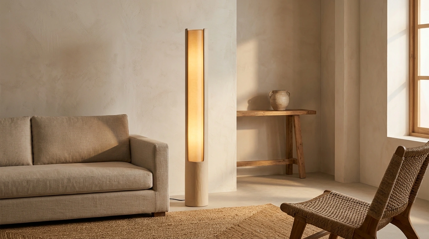 Wabi-Sabi Vertical Floor Lamp: Minimal Retro Glow
