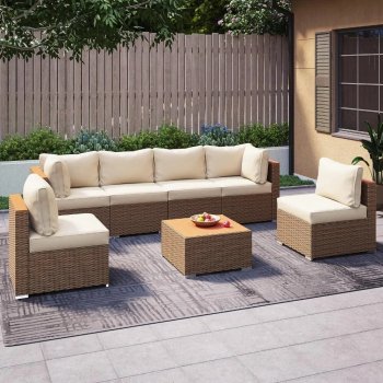 7-Piece PE Rattan Modular Patio Sectional Set Guide