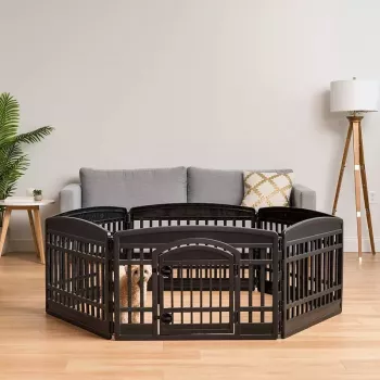 24-Inch 6-Panel Portable Pet Playpen With Door Guide
